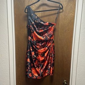 Maggy London One Shoulder Satin Dress (size 8)